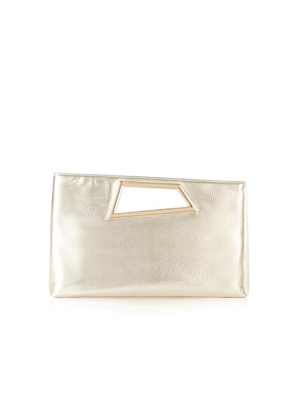 Vegan Leather Clutch Purse with Metallic Geo Top Handle